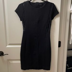 Black sheer-lace side panel bodycon dress